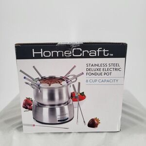 HomeCraft Stainless Steel Deluxe Electric Fondue Pot 8 Cup 64oz HCFP8SS New